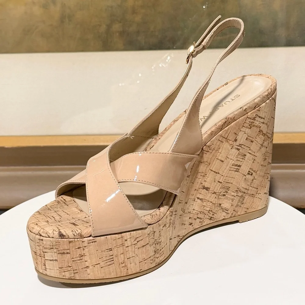 🌹STUART WEITZMAN🌹 Dayna Slingback Wedge Adobe Beige Size: 7.5B - Picture 6 of 12